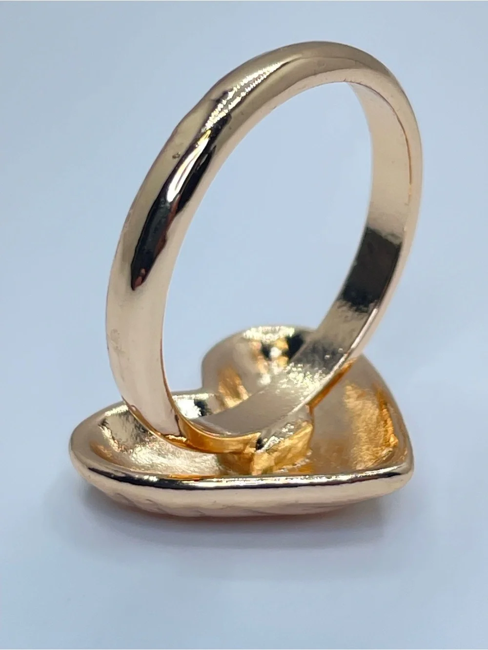 Gold Tone Puffy Heart Ring Bold Statement Love Romantic